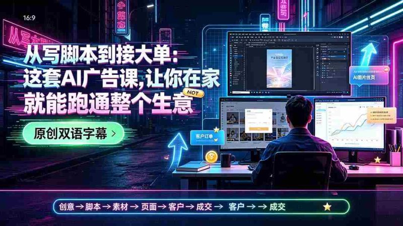 （19318期）从写脚本到接大单：这套AI广告课，让你在家就能跑通整个生意【原创双语字幕】-金启创业网 - 网上赚钱方法教程大全 - www.jinqi6.top