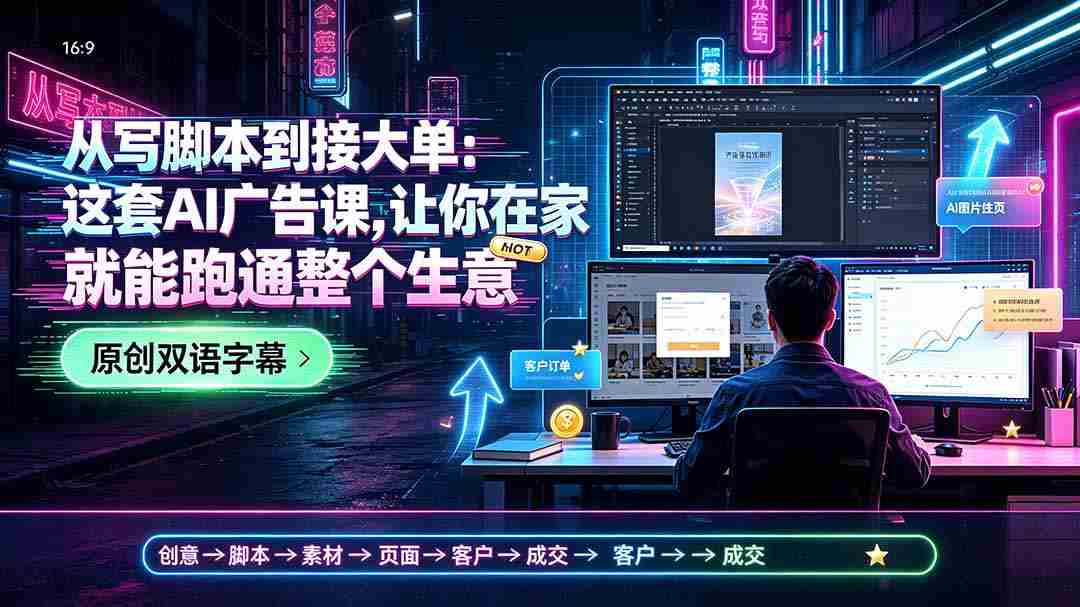 （19318期）从写脚本到接大单：这套AI广告课，让你在家就能跑通整个生意【原创双语字幕】-金启创业网 - 网上赚钱方法教程大全 - www.jinqi6.top