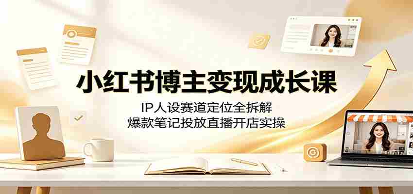 小红书博主变现成长课：IP人设赛道定位全拆解，爆款笔记投放直播开店实操-金启创业网 - 网上赚钱方法教程大全 - www.jinqi6.top