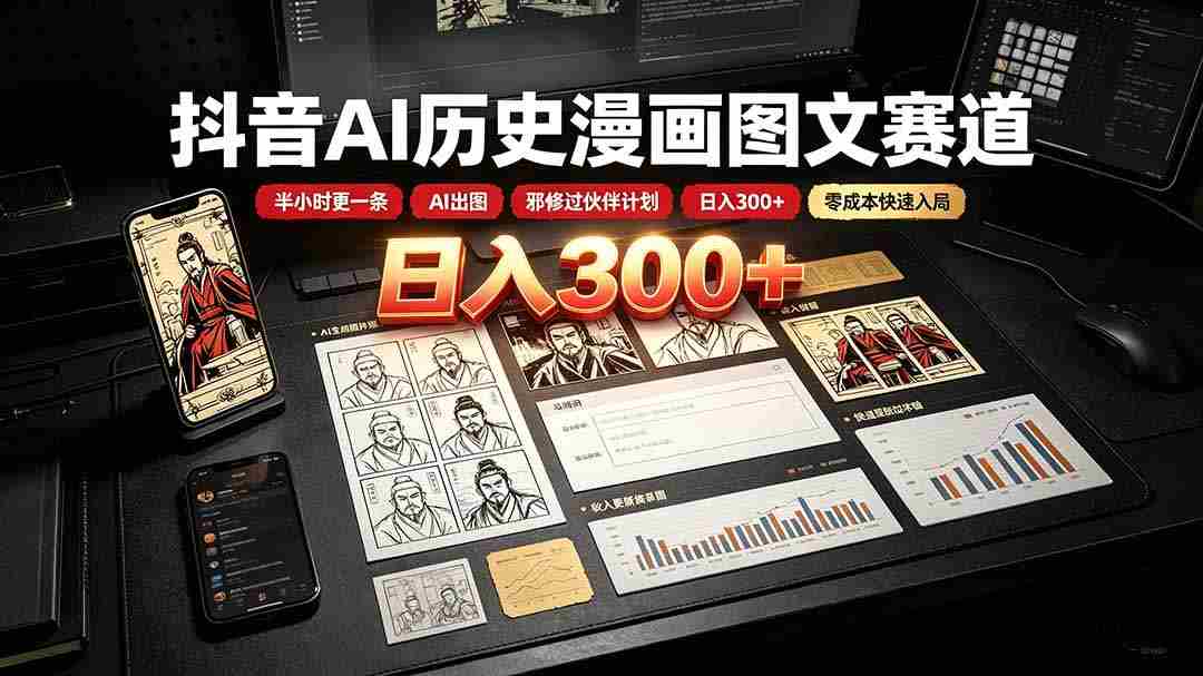 （19498期）抖音AI历史漫画图文赛道：半小时更一条×AI出图×邪修过伙伴计划×日入300+，零成本快速入局-金启创业网 - 网上赚钱方法教程大全 - www.jinqi6.top