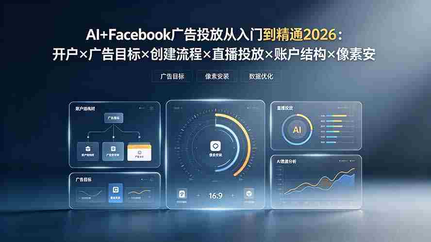 （19465期）AI+Facebook广告投放从入门到精通2026：开户×广告目标×创建流程×直播投放×账户结构×像素安装×AI赋能-金启创业网 - 网上赚钱方法教程大全 - www.jinqi6.top