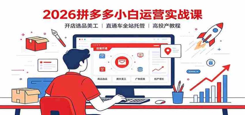 2026拼多多小白运营实战课：开店选品美工，直通车全站托管高投产教程-金启创业网 - 网上赚钱方法教程大全 - www.jinqi6.top