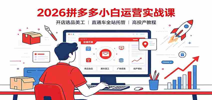 2026拼多多小白运营实战课：开店选品美工，直通车全站托管高投产教程-金启创业网 - 网上赚钱方法教程大全 - www.jinqi6.top