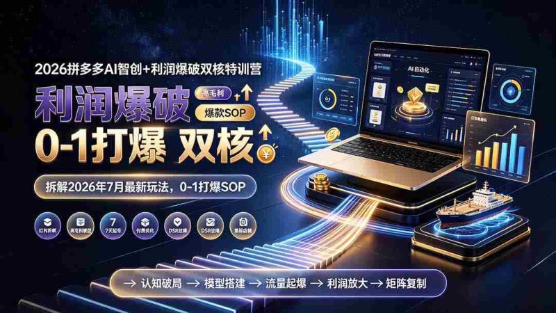 （19562期）2026拼多多AI智创+利润爆破双核特训营-更新：拆解2026年7月最新玩法，0-1打爆SOP-金启创业网 - 网上赚钱方法教程大全 - www.jinqi6.top