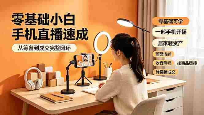 （19231期）零基础小白手机直播速成，从筹备到成交完整闭环，适配苹果安卓系统，解决杂音卡顿留人难问题-金启创业网 - 网上赚钱方法教程大全 - www.jinqi6.top