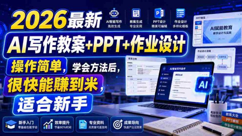 2026最新AI写作教案+PPT+作业设计，操作简单，学会方法后，很快能賺到米，适合新手-金启创业网 - 网上赚钱方法教程大全 - www.jinqi6.top