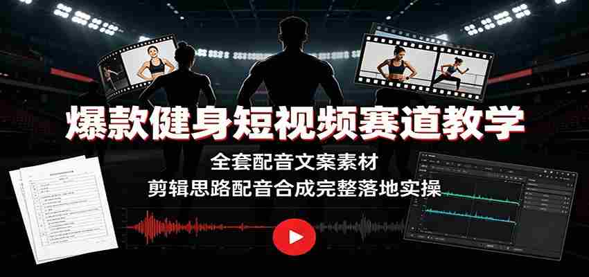 爆款健身短视频赛道教学：全套配音文案素材，剪辑思路配音合成完整落地实操-金启创业网 - 网上赚钱方法教程大全 - www.jinqi6.top