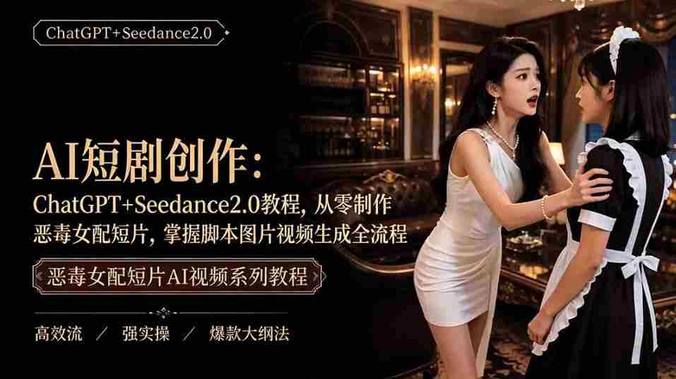 AI短剧从零创作实战课｜ChatGPT脚本撰写+Seedance2.0视频生成，恶毒女配短剧全流程教程-金启创业网 - 网上赚钱方法教程大全 - www.jinqi6.top