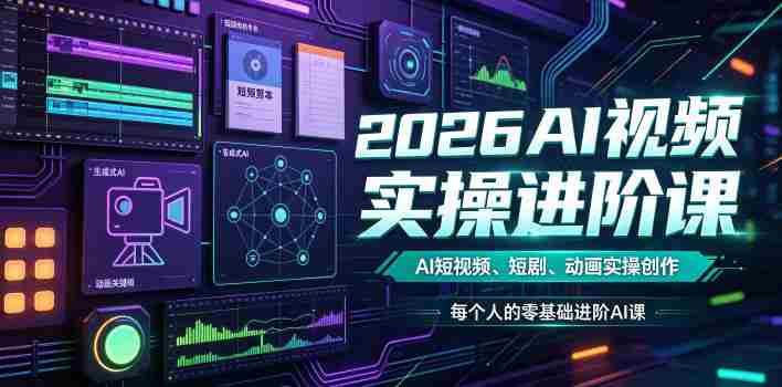 2026AI视频实操进阶课，AI短视频、短剧、动画实操创作，每个人的零基础进阶ai课-金启创业网 - 网上赚钱方法教程大全 - www.jinqi6.top