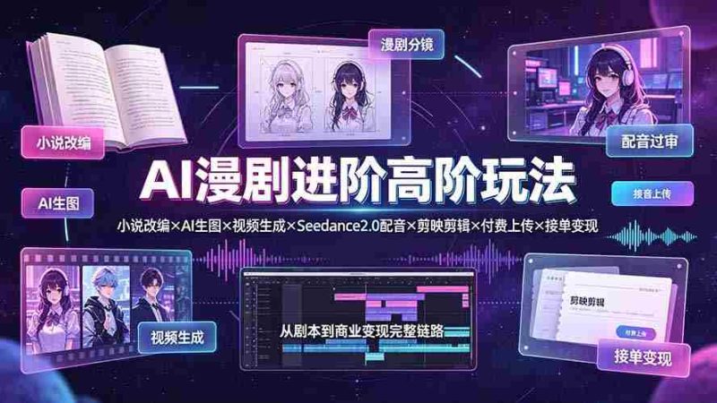 （19430期）AI漫剧进阶高阶玩法：小说改编×AI生图×视频生成×Seedance2.0配音×剪映剪辑×付费上传×接单变现-金启创业网 - 网上赚钱方法教程大全 - www.jinqi6.top