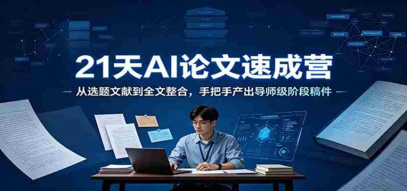 21天AI论文速成营：从选题文献到全文整合，手把手产出导师级阶段稿件-金启创业网 - 网上赚钱方法教程大全 - www.jinqi6.top