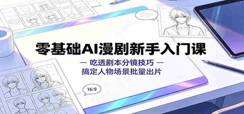 零基础AI漫剧新手入门课：吃透剧本分镜技巧，搞定人物场景批量出片-金启创业网 - 网上赚钱方法教程大全 - www.jinqi6.top