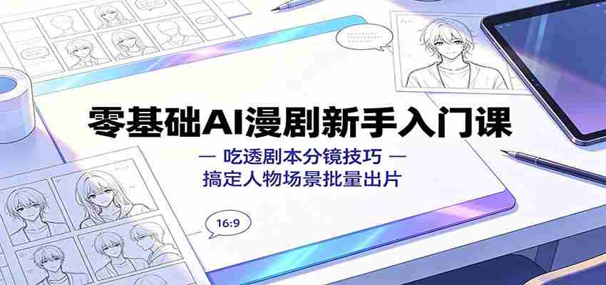 零基础AI漫剧新手入门课：吃透剧本分镜技巧，搞定人物场景批量出片-金启创业网 - 网上赚钱方法教程大全 - www.jinqi6.top