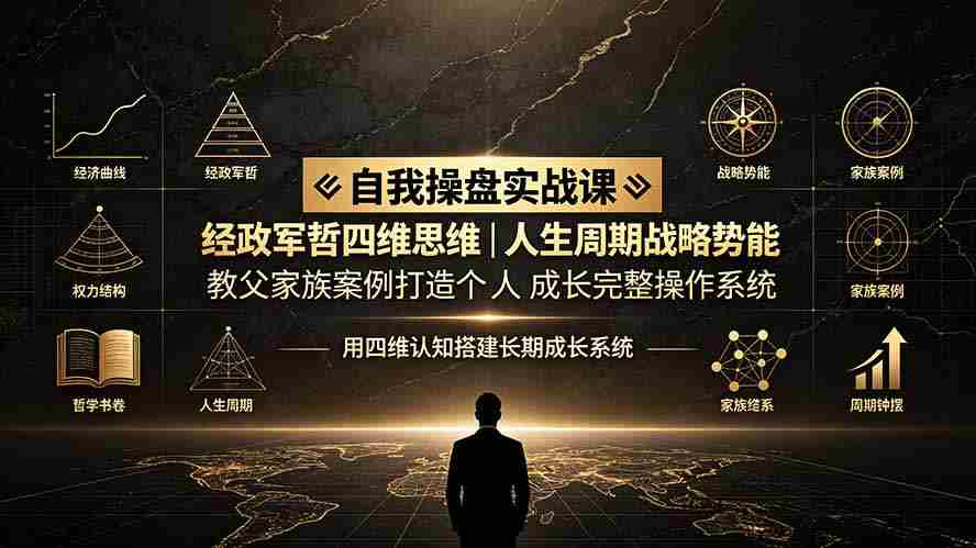 （19398期）自我操盘实战课：经政军哲四维思维｜人生周期战略势能｜教父家族案例打造个人成长完整操作系统-金启创业网 - 网上赚钱方法教程大全 - www.jinqi6.top
