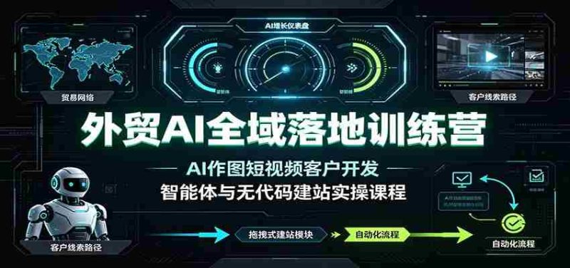 外贸AI全域落地训练营：AI作图短视频客户开发，智能体与无代码建站实操课程-金启创业网 - 网上赚钱方法教程大全 - www.jinqi6.top
