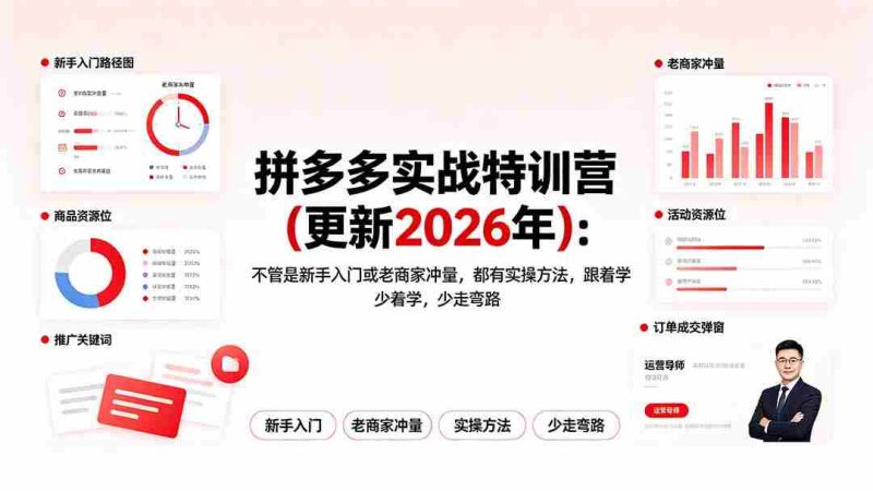 （19291期）拼多多实战特训营(更新2026年)：不管是新手入门或老商家冲量，都有实操方法，跟着学，少走弯路-金启创业网 - 网上赚钱方法教程大全 - www.jinqi6.top