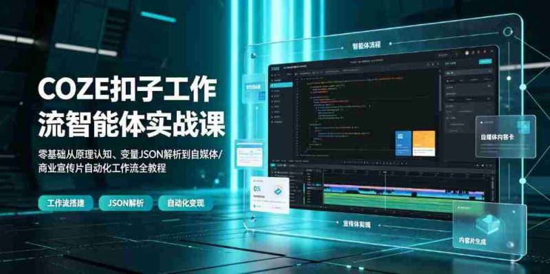 COZE扣子工作流智能体实战课｜零基础从原理认知、变量JSON解析到自媒体/商业宣传片自动化工作流全教程-金启创业网 - 网上赚钱方法教程大全 - www.jinqi6.top