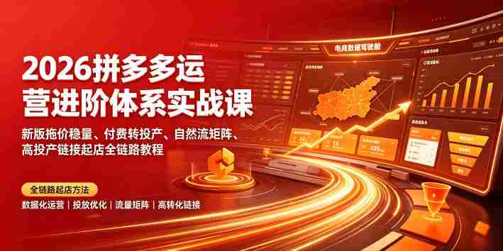 2026拼多多运营进阶体系实战课｜新版拖价稳量、付费转投产、自然流矩阵、高投产链接起店全链路教程-金启创业网 - 网上赚钱方法教程大全 - www.jinqi6.top