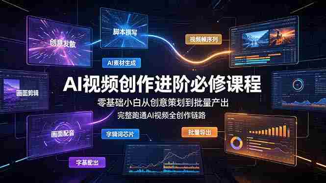 （19159期）AI视频创作进阶必修课程：零基础小白从创意策划到批量产出，完整跑通AI视频全创作链路-金启创业网 - 网上赚钱方法教程大全 - www.jinqi6.top
