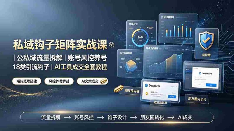 （19321期）私域钩子矩阵实战课〓公私域流量拆解｜账号风控养号｜18类引流钩子｜AI工具成交全套教程-金启创业网 - 网上赚钱方法教程大全 - www.jinqi6.top