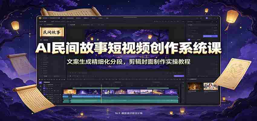 AI民间故事短视频创作系统课：文案生成精细化分段，剪辑封面制作实操教程-金启创业网 - 网上赚钱方法教程大全 - www.jinqi6.top