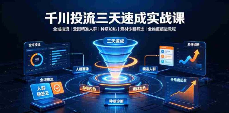 千川投流三天速成实战课｜全域推流、云图精准人群、种草加热、素材诊断筛选全维度起量教程-金启创业网 - 网上赚钱方法教程大全 - www.jinqi6.top