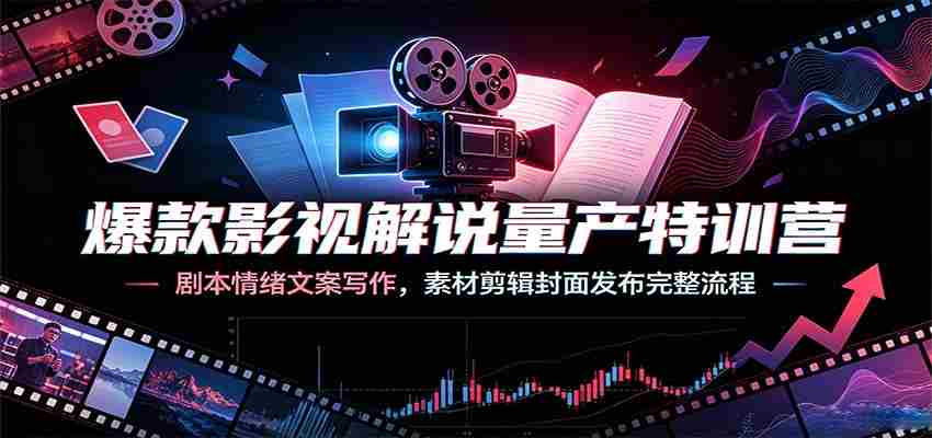 爆款影视解说量产特训营：剧本情绪文案写作，素材剪辑封面发布完整流程-金启创业网 - 网上赚钱方法教程大全 - www.jinqi6.top