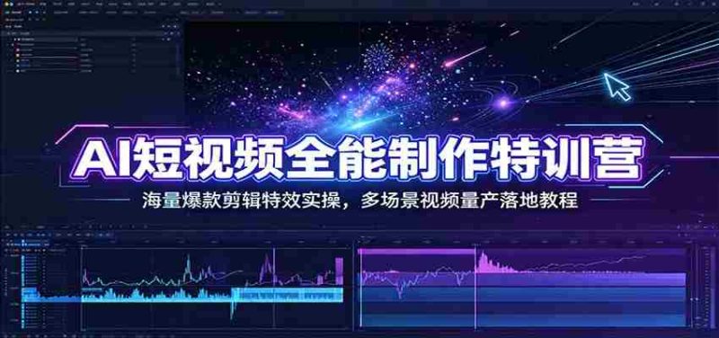 AI短视频全能制作特训营：海量爆款剪辑特效实操，多场景视频量产落地教程-金启创业网 - 网上赚钱方法教程大全 - www.jinqi6.top