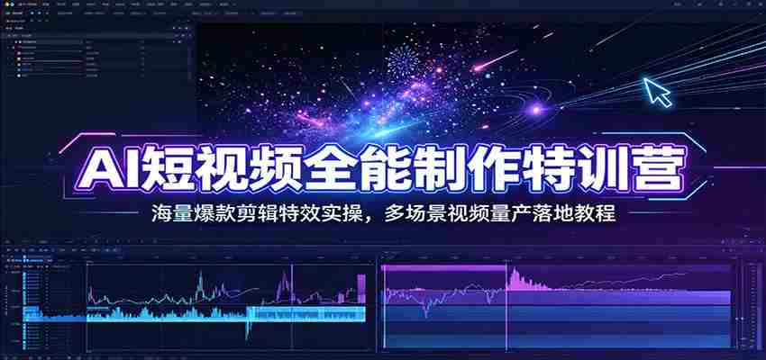 AI短视频全能制作特训营：海量爆款剪辑特效实操，多场景视频量产落地教程-金启创业网 - 网上赚钱方法教程大全 - www.jinqi6.top