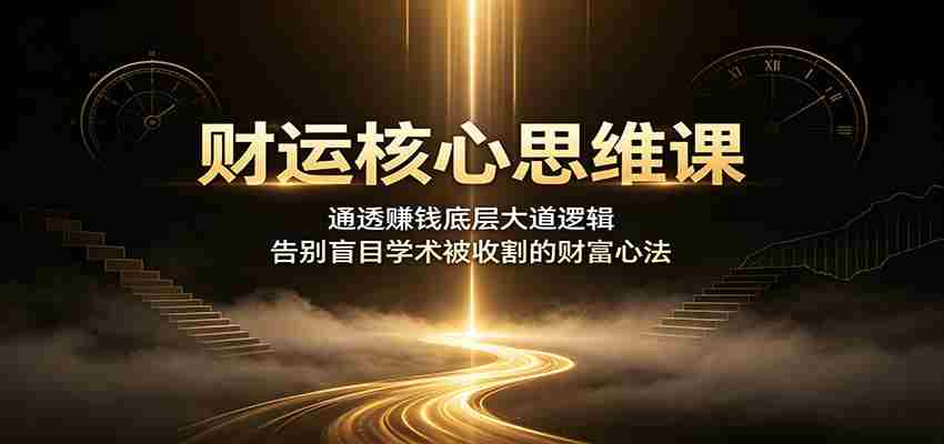 财运核心思维课：通透赚钱底层大道逻辑，告别盲目学术被收割的财富心法-金启创业网 - 网上赚钱方法教程大全 - www.jinqi6.top