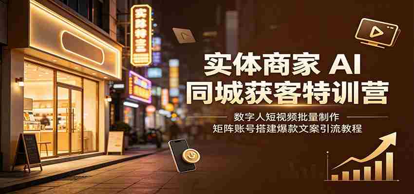 实体商家AI同城获客特训营：数字人短视频批量制作，矩阵账号搭建爆款文案引流教程-金启创业网 - 网上赚钱方法教程大全 - www.jinqi6.top