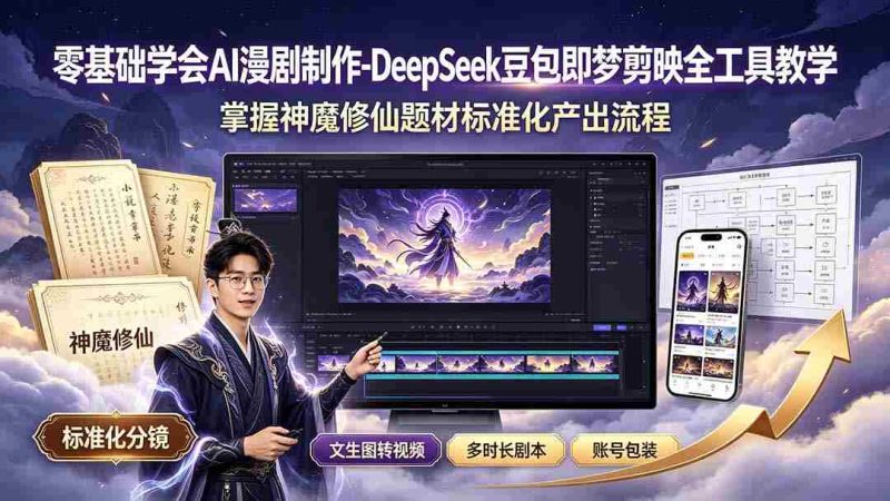 （19263期）零基础学会AI漫剧制作-DeepSeek豆包即梦剪映全工具教学，掌握神魔修仙题材标准化产出流程-金启创业网 - 网上赚钱方法教程大全 - www.jinqi6.top