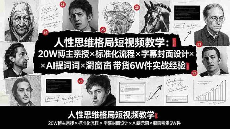 （19538期）人性思维格局短视频教学：20W博主亲授×标准化流程×字幕封面设计×AI提示词×橱窗带货6W件实战经验-金启创业网 - 网上赚钱方法教程大全 - www.jinqi6.top