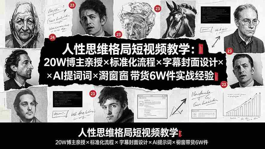 （19538期）人性思维格局短视频教学：20W博主亲授×标准化流程×字幕封面设计×AI提示词×橱窗带货6W件实战经验-金启创业网 - 网上赚钱方法教程大全 - www.jinqi6.top