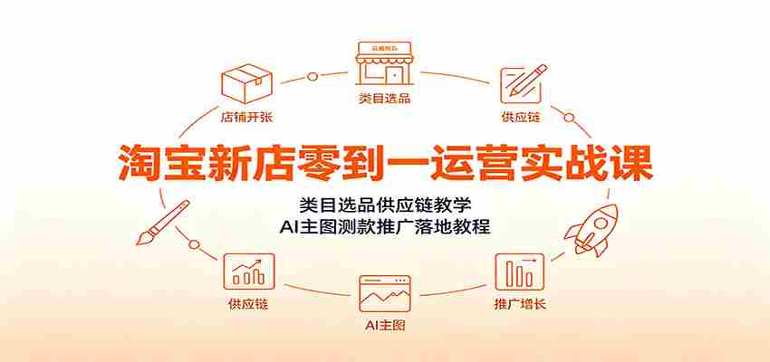 淘宝新店零到一运营实战课：类目选品供应链教学，AI主图测款推广落地教程-金启创业网 - 网上赚钱方法教程大全 - www.jinqi6.top