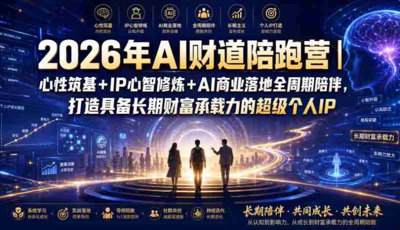 2026年AI财道陪跑营｜心性筑基+IP心智修炼+AI商业落地全周期陪伴，打造具备长期财富承载力的超级个人IP-金启创业网 - 网上赚钱方法教程大全 - www.jinqi6.top