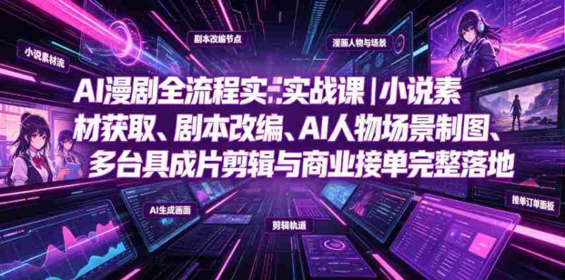 AI漫剧全流程实战课｜小说素材获取、剧本改编、AI人物场景制图、多工具成片剪辑、平台付费变现与商业接单完整落地-金启创业网 - 网上赚钱方法教程大全 - www.jinqi6.top