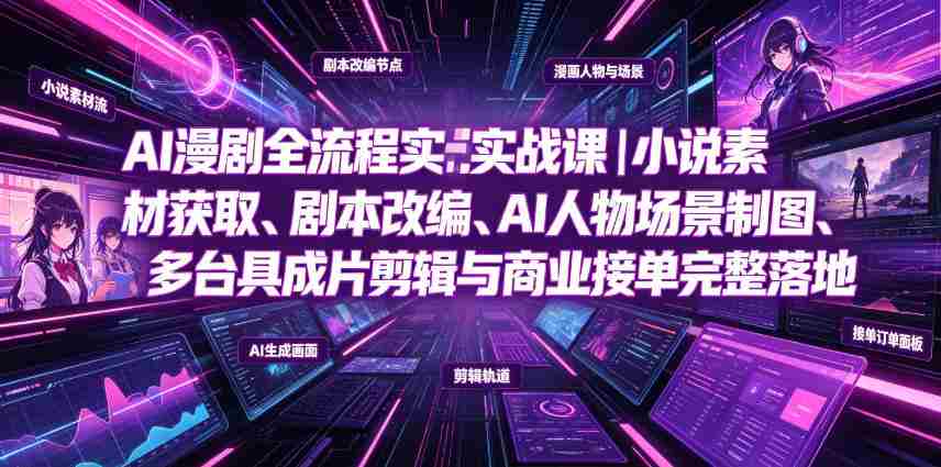 AI漫剧全流程实战课｜小说素材获取、剧本改编、AI人物场景制图、多工具成片剪辑、平台付费变现与商业接单完整落地-金启创业网 - 网上赚钱方法教程大全 - www.jinqi6.top