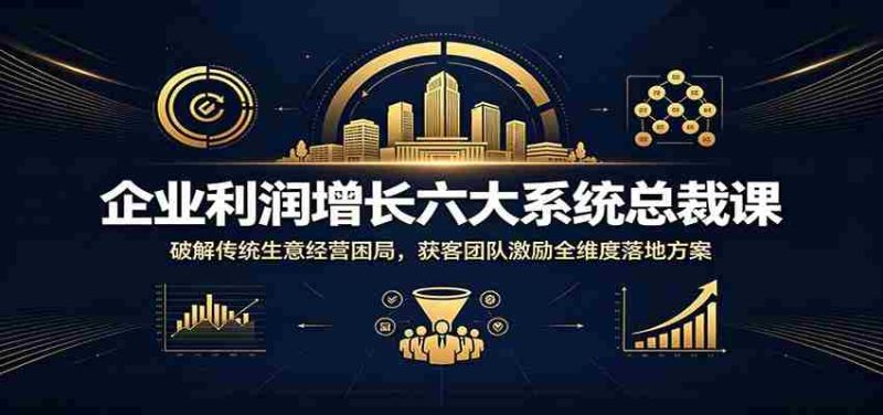 企业利润增长六大系统总裁课：破解传统生意经营困局，获客团队激励全维度落地方案-金启创业网 - 网上赚钱方法教程大全 - www.jinqi6.top
