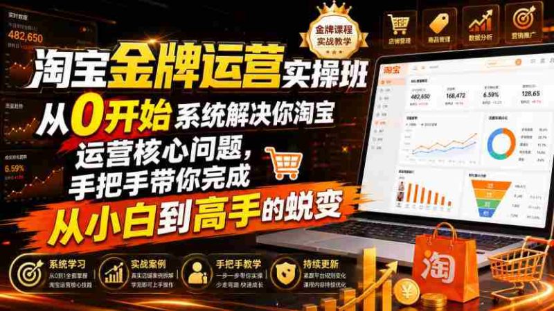 淘宝金牌运营实操班，从0开始系统解决你淘宝运营核心问题，手把手带你完成从小白到高手的蜕变（2026年7月）-金启创业网 - 网上赚钱方法教程大全 - www.jinqi6.top