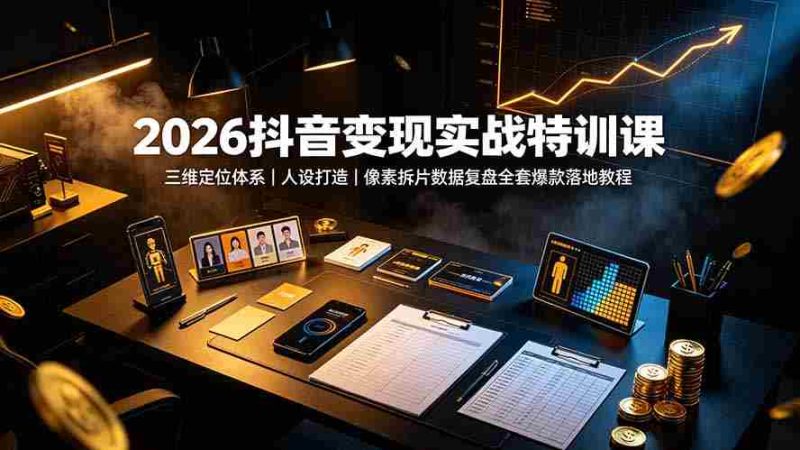 （19419期）2026抖音变现实战特训课：三维定位体系｜人设打造｜像素拆片数据复盘全套爆款落地教程-金启创业网 - 网上赚钱方法教程大全 - www.jinqi6.top