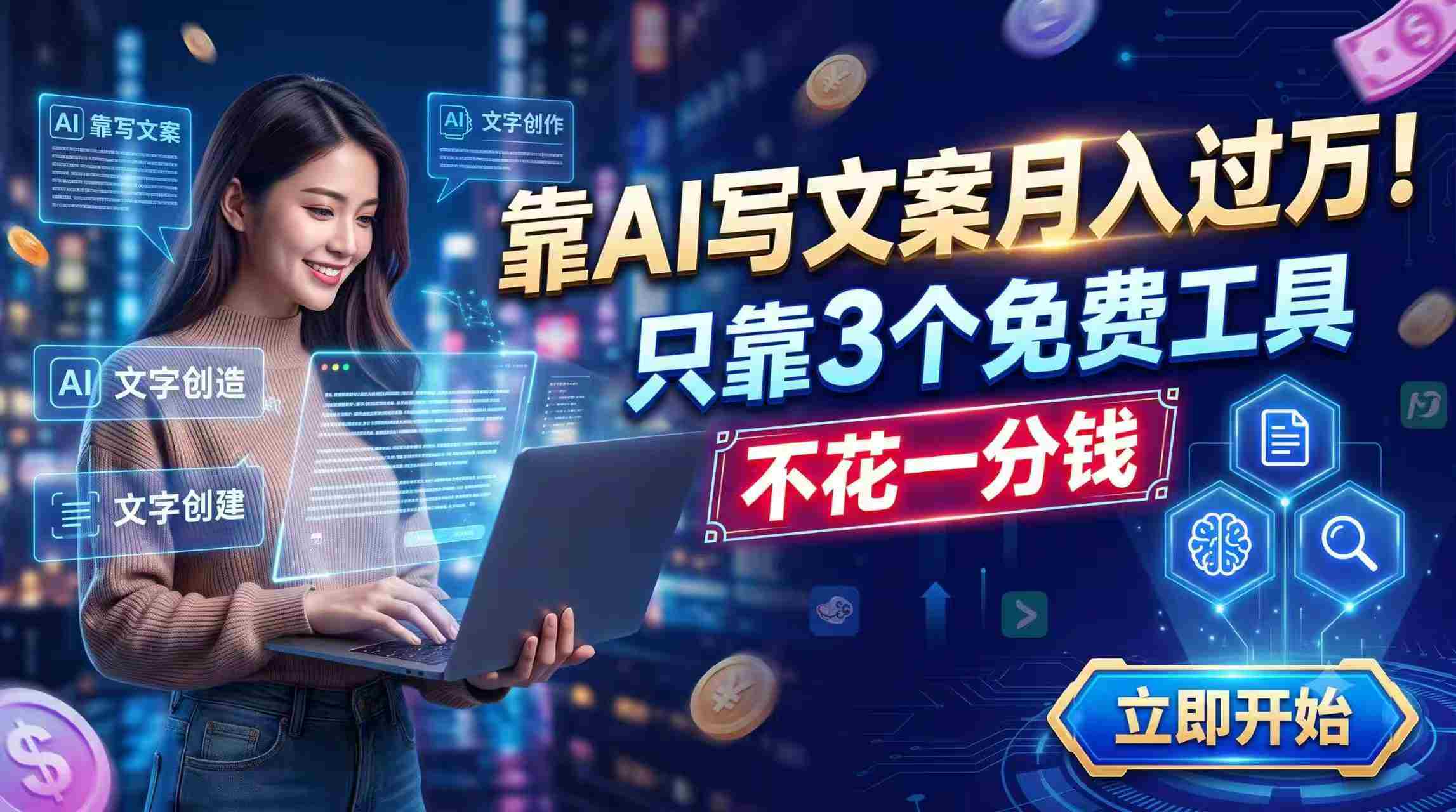 （19266期） 靠AI写文案月入过万，只靠3个免费工具，不花一分钱-金启创业网 - 网上赚钱方法教程大全 - www.jinqi6.top