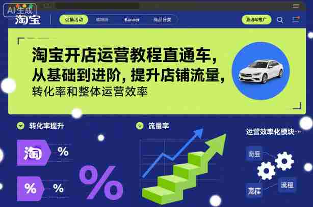 淘宝开店运营教程直通车，从基础到进阶，提升店铺流量，转化率和整体运营效率（更新26年07月11日）-金启创业网 - 网上赚钱方法教程大全 - www.jinqi6.top