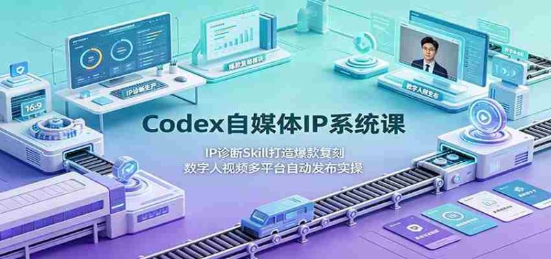 Codex自媒体IP系统课：IP诊断Skill打造爆款复刻，数字人视频多平台自动发布实操-金启创业网 - 网上赚钱方法教程大全 - www.jinqi6.top