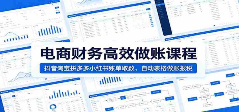 电商财务高效做账课程：抖音淘宝拼多多小红书账单取数，自动表格做账报税-金启创业网 - 网上赚钱方法教程大全 - www.jinqi6.top